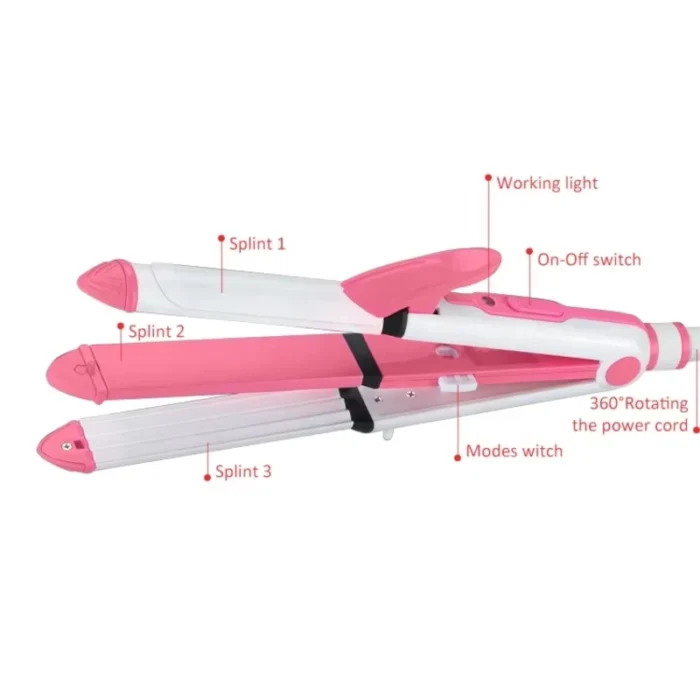 Kemei KM-1213: 3-in-1 Ceramic Coating Styling Powerhouse — Straighten, Curl & Crimp with Salon-Level Precision - Image 2