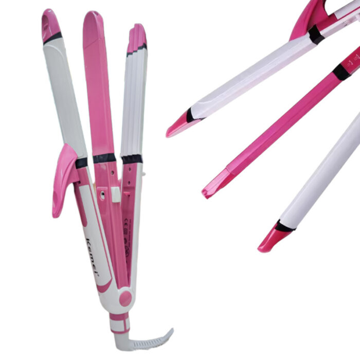 Kemei KM-1291 Professional 3 in 1 Hair Styler – Straightener, Curler & Crimper - Image 2