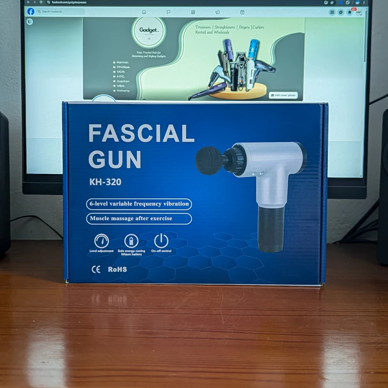 5 KH-320 Large Size Massage Gun – Heavy Duty Plastic Head Body Massager with 2500mAh Battery - Image 1